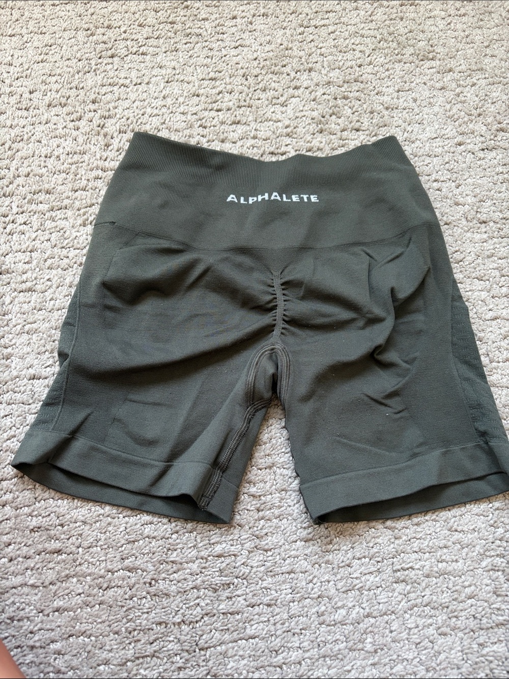 Alphalete Olive Green Seamless High-Rise Bike Shorts